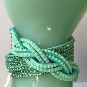 Green Faux Leather Wrap Bracelet